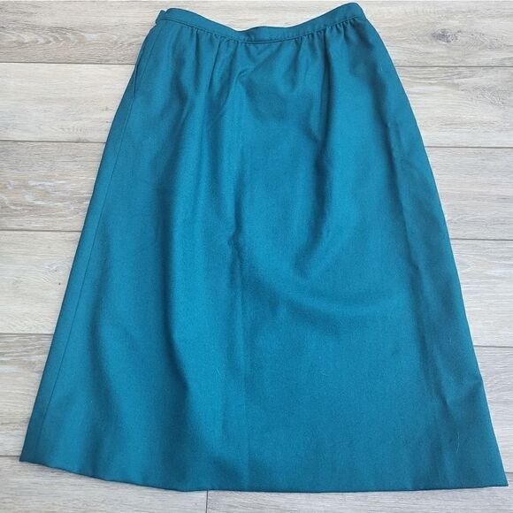 Vintage Pendleton wool skirt size 4 midi Dark teal, pockets! - Picture 9 of 10